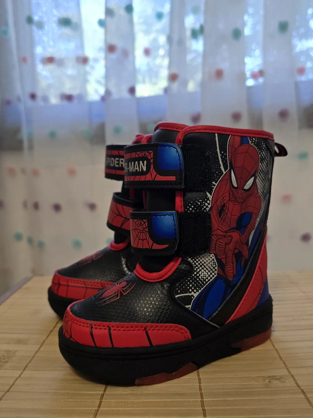 Spider-Man Kids Velcro Boots in Black & Red